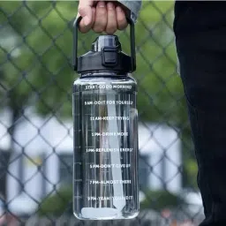 Motivational Water Bottle with Time Marker, Transparent BPA-Free Sipper Bottle 2000 ml Water Bottle-97
