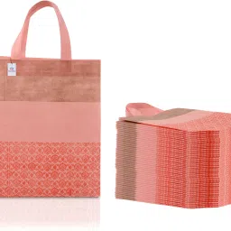 Non-Woven Half-Print Shopping Bags for Grocery|Pack of 50|Large|Orange Pack of 50 Grocery Bags-27