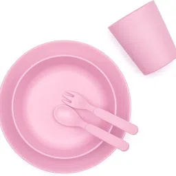 bobo&boo 5 Piece Children's Bamboo Dinnerware Set - Made from Bamboo, Non-Toxic, BPA-free, bio-degradable, Kids Mealtime Set for Healthy Infant Feeding, Great Gift for Baby Showers & Birthdays, FDA & LFGB approved image 3