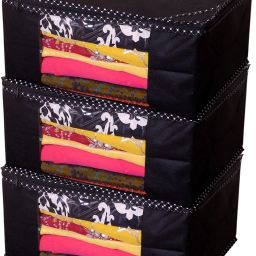 ANNORA INTERNATIONAL Non Woven Saree Cover Storage Bags Quality Organizers for Wardrobe Pack Of 3 Cotton Laundry Bag-picture-23