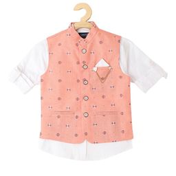 CAVIO Boys Woven-Design Cotton Nehru Jacket With Shirt-picture-39