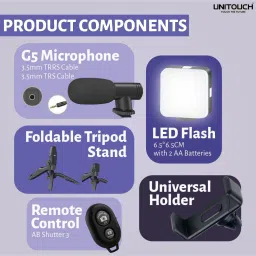 Unitouch Vlogging Kit Included Bluetooth Remote 3 Axis Gimbal for Mobile image 3