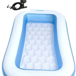 Combo-Prisma Collection 6 Ft Inflatable Bath Tub with Pump (Blue) Free-standing Bathtub-image-1