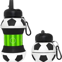 sahjanand Football Sport Design Silicone Collapsible Water Bottle for Kids 550 ml Water Bottle-picture-2