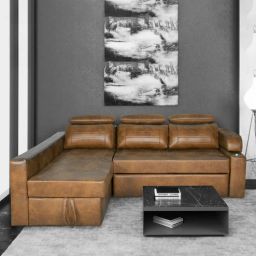 casacraft from pepperfry Tivoli RHS Pull-Out Sofa Cum Bed in Textured Tan Colour with Storage-picture-15