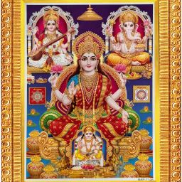 Laxmi Ganesh Saraswati & Kuber Photo Frame With Glossy Lamination For Puja Room Religious Frame-image-28
