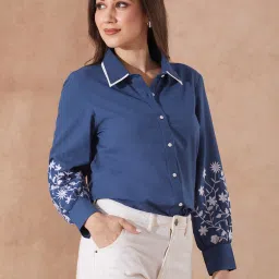 Women Regular Fit Printed Spread Collar Casual Shirt-image-15