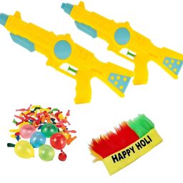 (2 Pichkari+200 Water Balloon+1 Holi Cap)for Kids Holi Pool Party Water Gun-image-49