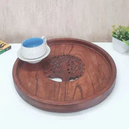 disoo fashions Brown Handpainted Wood Serving Tray-picture-18