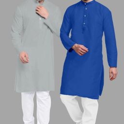 Men Cotton Blend Sherwani Pyjama Set-image-3