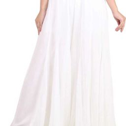 Women Flared White Georgette Trousers-image-75
