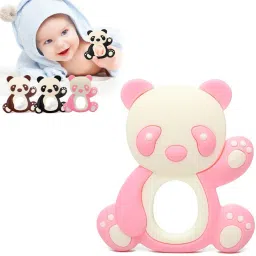 isweven BPA Free Soft Panda Shaped Silicone Chew Toy Teethers for Babies (BT9004C) Teether image 2