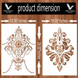 WALL PAINTING FOR STENCIL DESIGN OF WALL WITH COMBO SIZE (16 INCH X 24 INCH ) WITH FLORAL PATTERN STENCIL WALL DESIGNS FOR DECORATION OF ROOMS, CRAFT, CEILING, HALLS, ETC Stencil-5