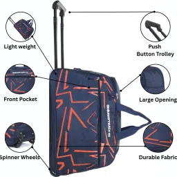 48 L Strolley Duffel Bag - Trendy 20" Inch Cabin Trolley Duffel Lightweight Classic Expandable Foldable - Blue - Regular Capacity-image-71