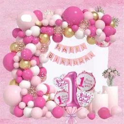 Solid 1St Birthday Decorations For Girls-60Pc Balloons Balloon-image-33