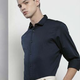 Men Slim Fit Solid Spread Collar Formal Shirt-image-21