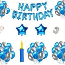Blue & Silver Birthday Decoration Kit - Best For Boys,Girls & Kids-image-95