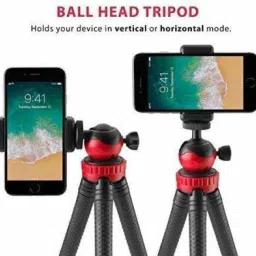 st trdenz 12 Inch Tripod with Flexible Stand , Octopus Camera Tripod Bundle with 360 Degree Detachable Ball Head and Mobile Phone Holder for Mobile Phones and Camera , DSLR and GoPro Tripod, Tripod Kit (Black, Supports Up to 1500 g) Tripod image 2