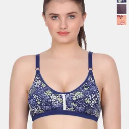 Amour Secret Blue & Gold-Toned Floral Bra Full Coverage Lightly Padded-picture-15