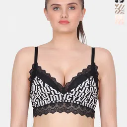 Amour Secret Brown & White Typography Bra Full Coverage Lightly Padded-11