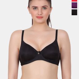 Amour Secret Black & Purple Polka Dot Bra Full Coverage Lightly Padded-10