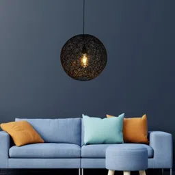 THE STELLAR KRAFT Black Textured Quirky Spherical Ceiling Lamp-9