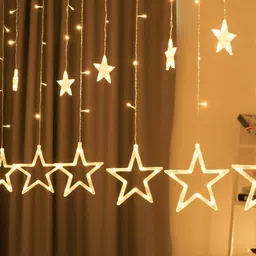 Awestuffs White Star Curtain String Light-44