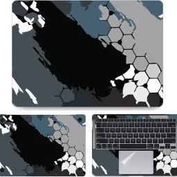 dzazner Fullbody 4 in 1 Precision Cut Laptop Skin Wrap (Top, Bottom, Around Keyboard, Trackpad Protector) Decal Vinyl Sticker Compatible for MacBook Air 13 Inch M1 2020, Model A2337 - Black Grey Honeycomb Art Self Adhesive Vinyl Laptop Decal 13-8