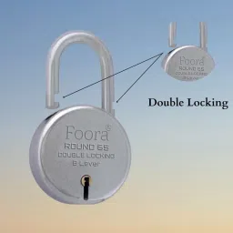 foora Lock with 5 Key,Padlock Round 65mm, Finish, 8 Lever Padlock image 2