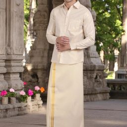Men Polyester Shirt Dhoti Set-image-26