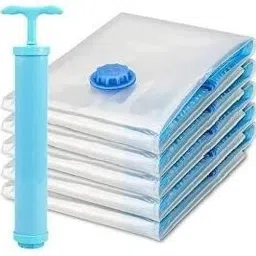 Reusable Ziplock Vacuum Storage Space Saver Bags(4 PCS PLAIN BAG , 1 PUMP ) Travel Storage Vacuum Bags, Hanging Storage Vacuum Bags-image-99