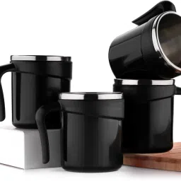 Pack of 4 Plastic, Stainless Steel Tea & Coffee Cups Set, Tea & Coffee Mug, Tea & Coffee Cups, Cups, Mugs, Set-image-56