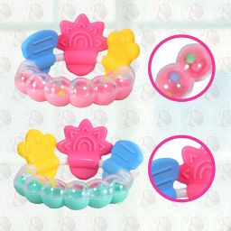 tinishka Baby Products Silicon Textured Teether Rattle Toy for Babies pack of 1 Teether and Feeder image 2