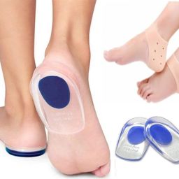 Silicone Gel Heel Pad Socks for Pain Relief Half Heel with Blue Heel Heel Support-13