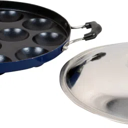 Nonstick Appam Patra 12Pc with Handle and Lid,Blue Paniarakkal with Lid 0 L capacity 24 cm diameter-image-9