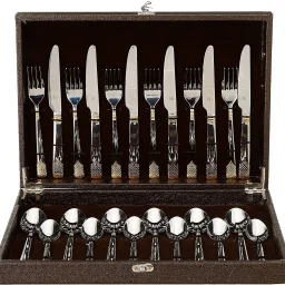August - (6 Dinner Spoons, 6 Dinner Forks, 6 Tea Spoons & 6 Dinner Knives) Stainless Steel Cutlery Set-image-1