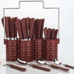 Emperor Brown-Spoon - Stand Stainless Plastic, Steel Cutlery Set-24