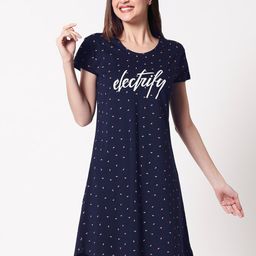 Zeyo Typography Printed Pure Cotton Nightdress-image-47