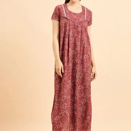Sweet Dreams Floral Printed Pure Cotton Maxi Nightdress-image-58