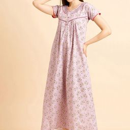 Sweet Dreams Floral Printed Pure Cotton Maxi Nightdress-image-16