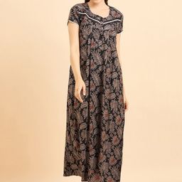Sweet Dreams Floral Printed Pure Cotton Maxi Nightdress-image-62