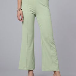 WESTHOOD Women Relaxed Straight Leg Straight Fit High-Rise Bootcut Trousers-image-0