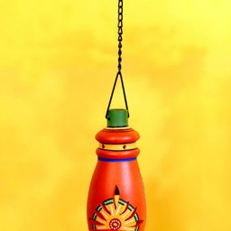 AAKRITI ART CREATIONS Orange-Colored & Green Printed Terracotta Tea light Holder-39