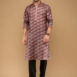 Sangria Ethnic Motifs Printed Straight Silk Kurta-image-45
