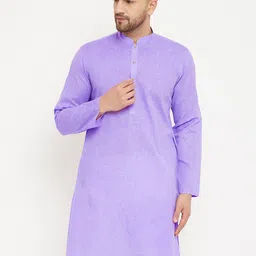VASTRAMAY Men Purple Cotton Blend Straight Kurta-picture-20