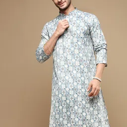 Sanwara Ethnic Motifs Printed Mandarin Collar Cotton Straight Kurta-image-48