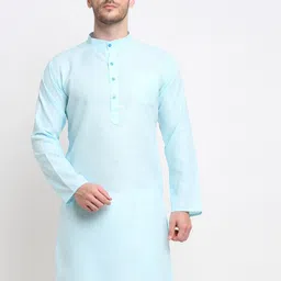 Benstoke Men Turquoise Blue Kurta-picture-20