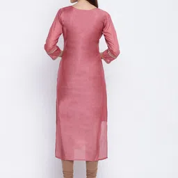 Vbuyz Women Mauve Embroidered Straight Kurta image 5