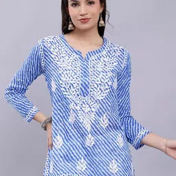 Seva Chikan Floral Embroidered Chikankari Kurti-picture-53