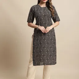 KALINI Geometric Printed Crepe Straight Kurta-picture-39